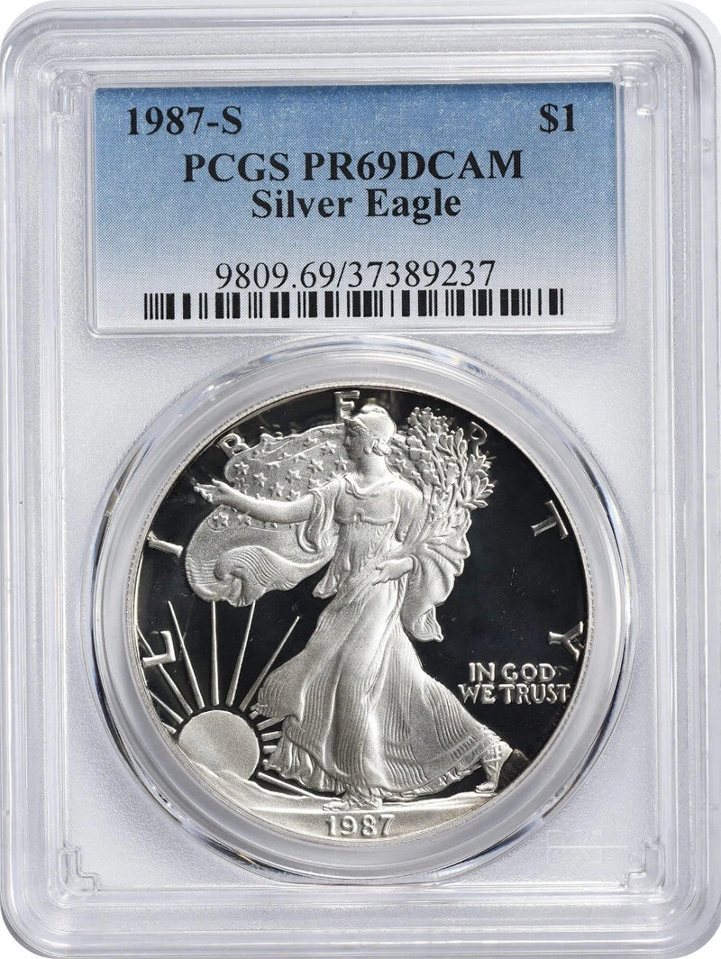 1987-S American Silver Eagle Dollar PR69DCAM PCGS Proof 69 Deep Cameo-1