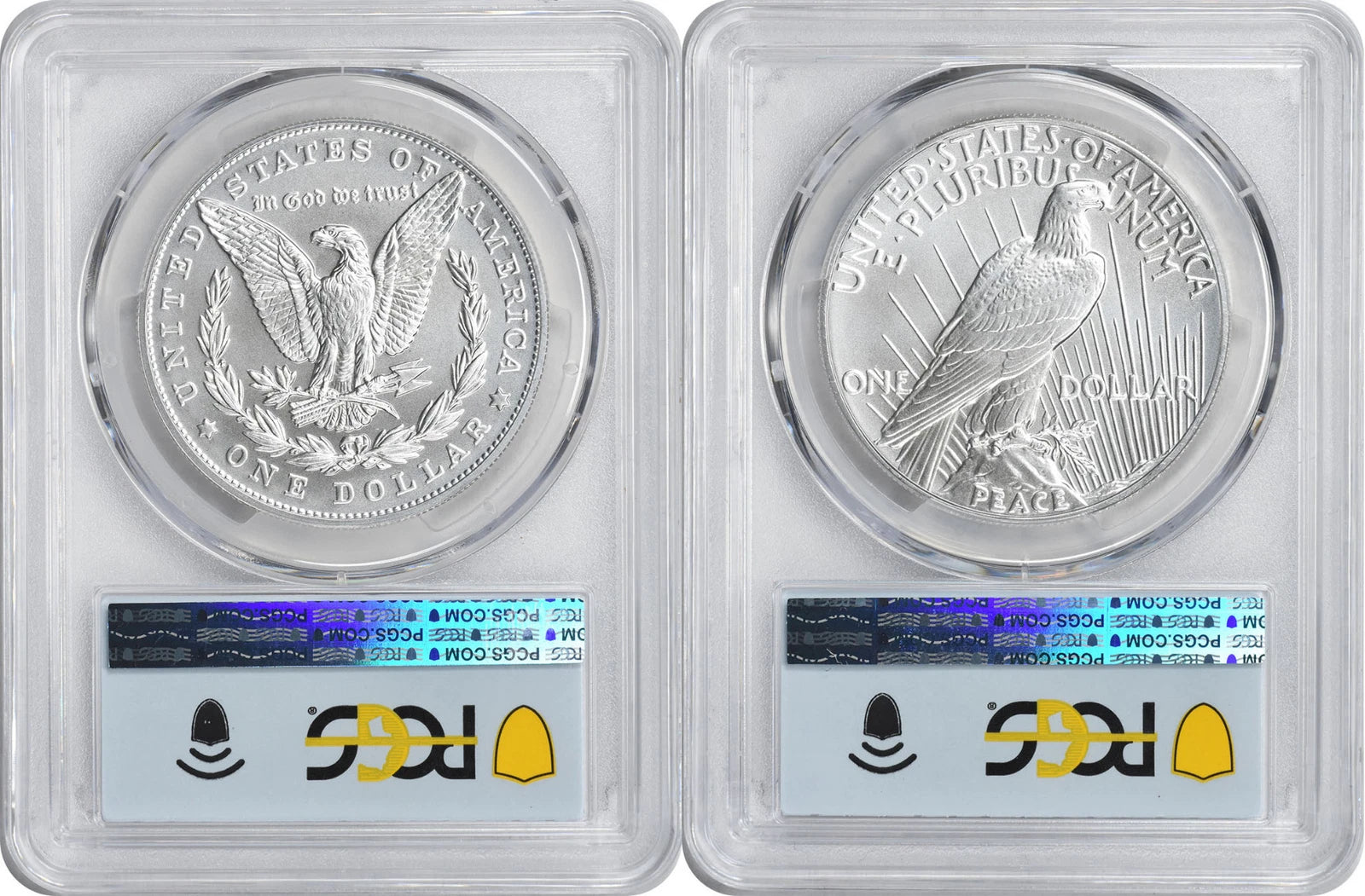2023 Morgan and Peace Silver Dollar 2-Coin Set MS70 First Day of Issue PCGS FDOI