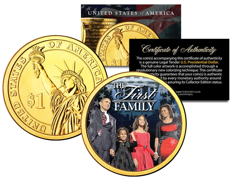 President BARACK OBAMA * First Family * Presidential $1 Dollar Coin Gold Plated-1
