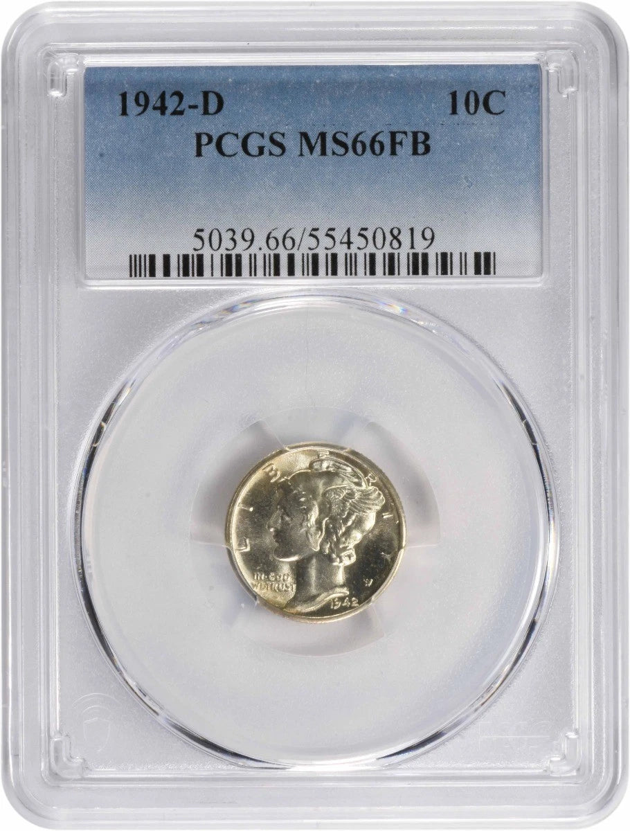 1942-D Mercury Silver Dime MS66FB PCGS