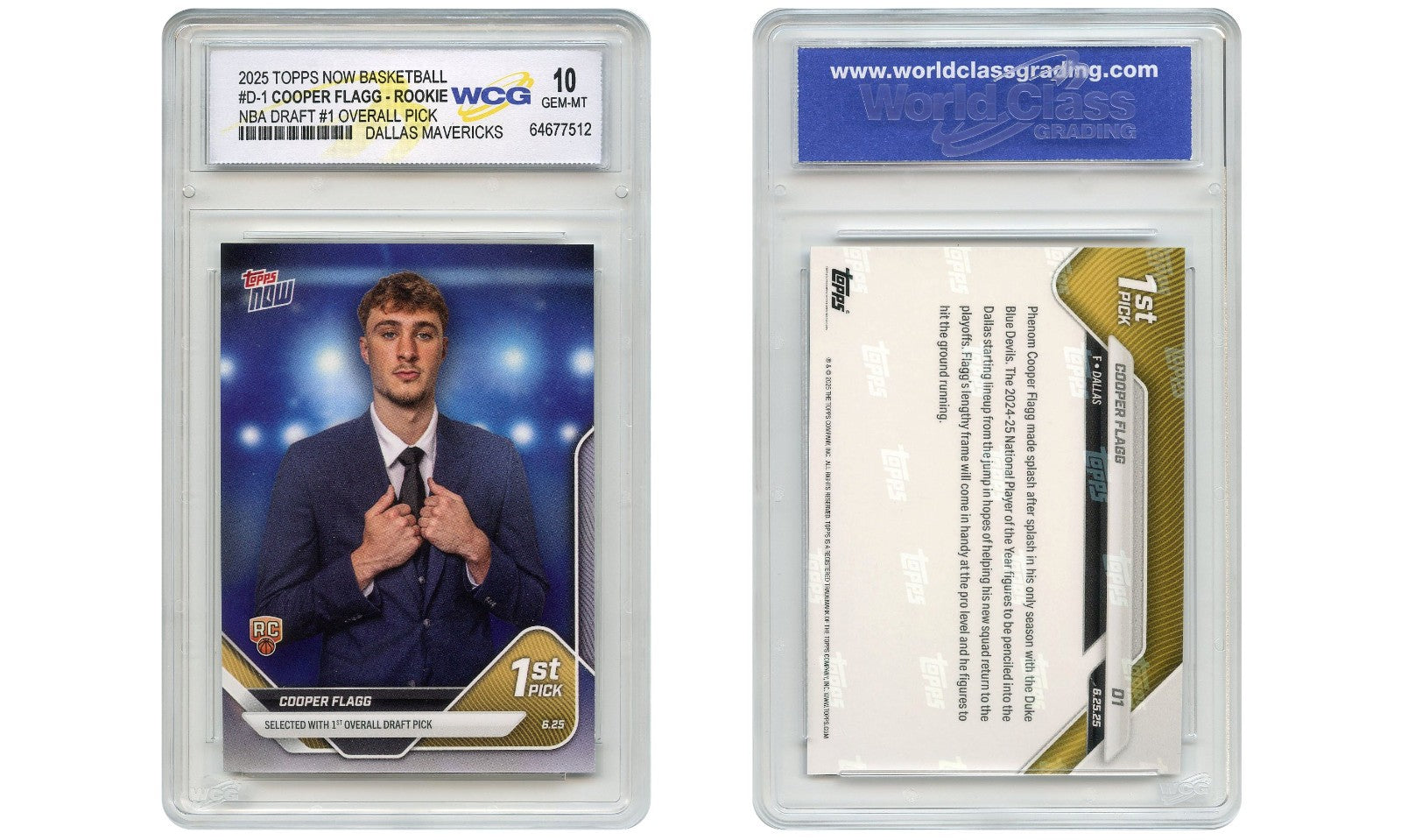 2025 Official Topps Now COOPER FLAGG #1 Draft Pick NBA Rookie Card - GEM MINT 10