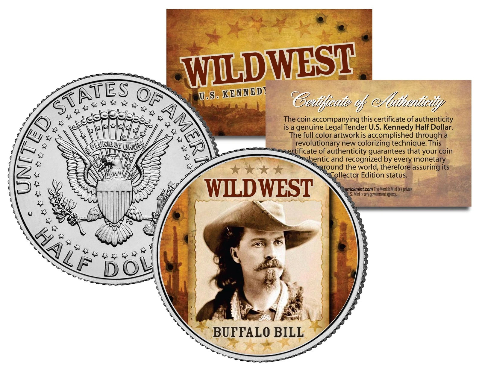 BUFFALO BILL * Serie Salvaje Oeste * Moneda de medio dólar estadounidense de JFK Kennedy