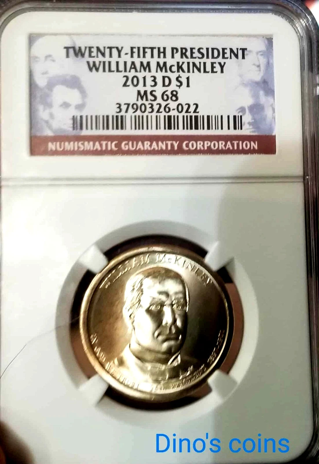 2013-D William McKinley Dollar NGC MS68 25th U.S President-2