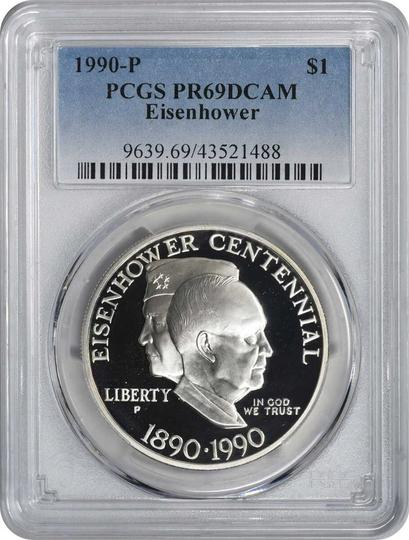 1990-P Eisenhower Ike Silver Commemorative Dollar PR69DCAM PCGS Proof 69 DC-1