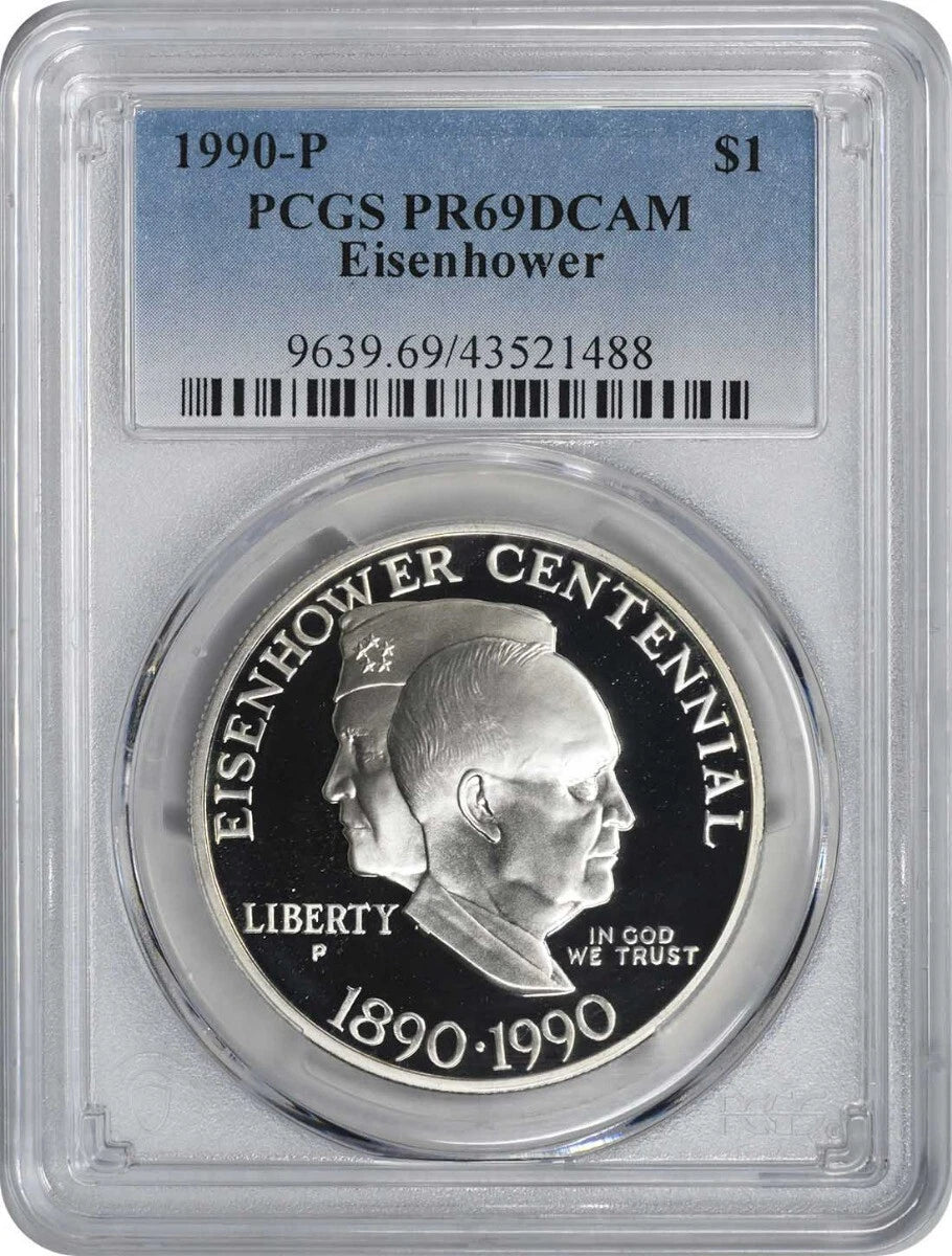 1990-P Eisenhower Ike Silver Commemorative Dollar PR69DCAM PCGS Proof 69 DC
