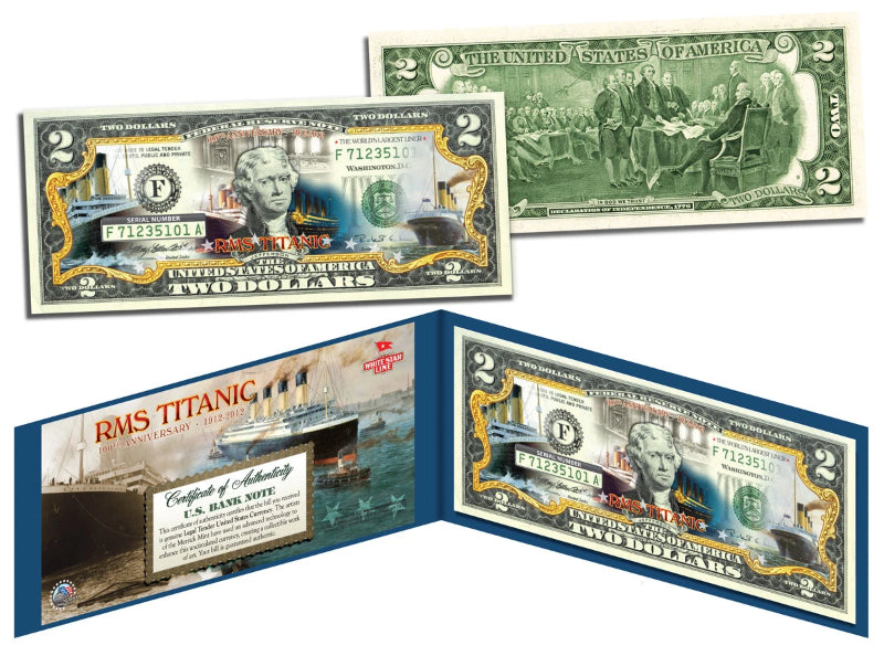 TITANIC RMS Ship *100th Anniversary* Genuine Legal Tender U.S. $2 Bill Currency-1