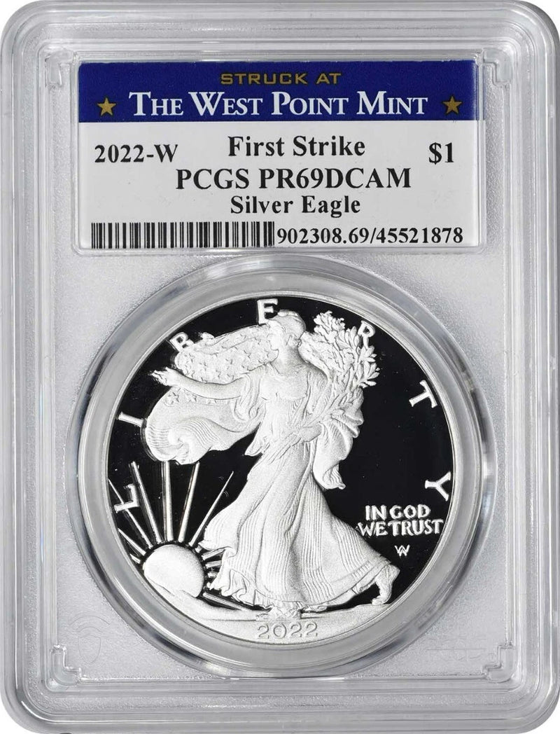 2022-W $1 American Silver Eagle PR69DCAM First Strike PCGS Struck at West Point-1