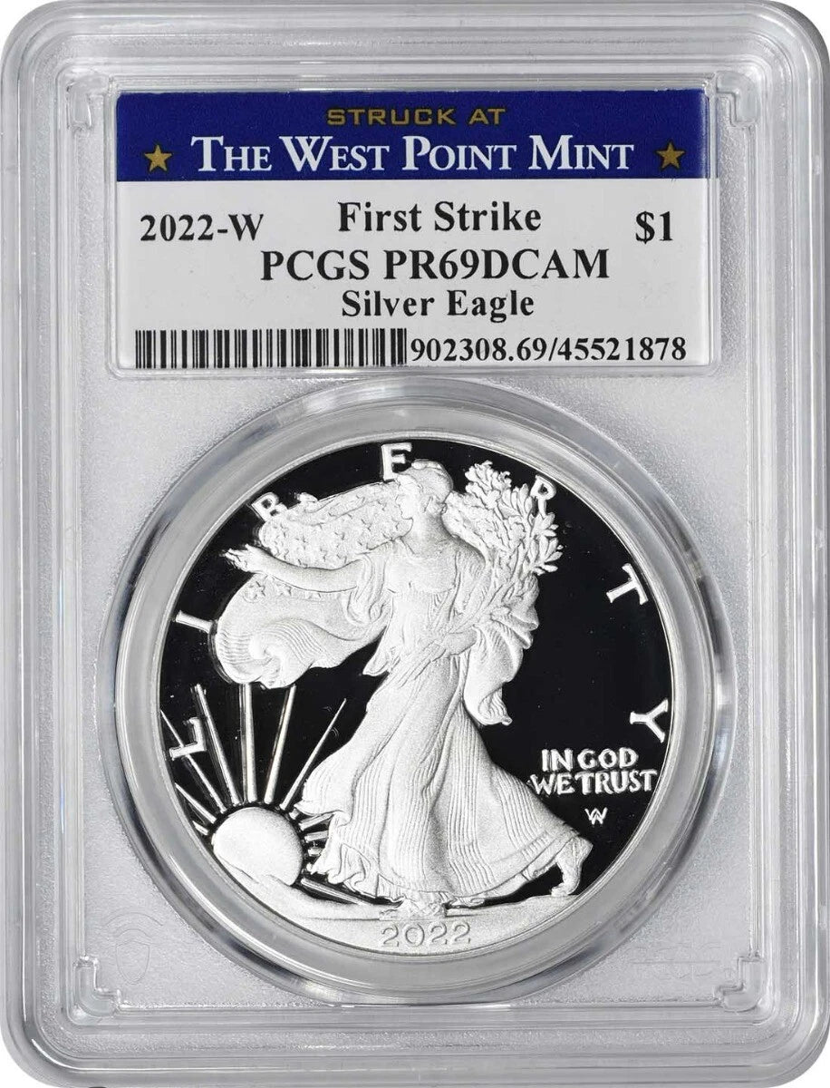 2022-W $1 American Silver Eagle PR69DCAM First Strike PCGS Struck at West Point