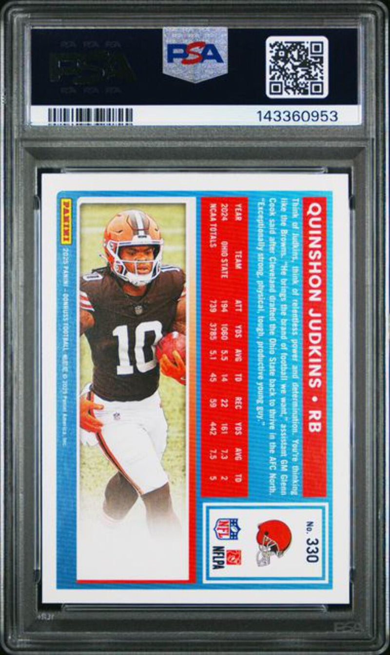 Graded 2025 Panini Donruss Quinshon Judkins #330 Rookie RC Card PSA 10 Gem Mint-2