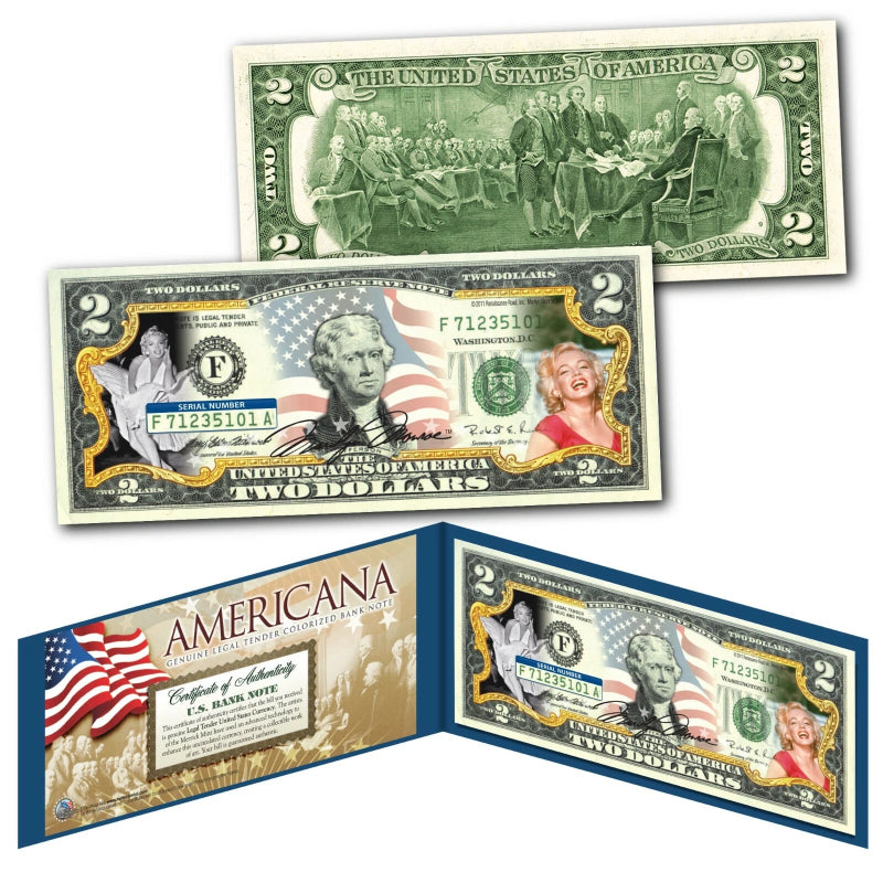 MARILYN MONROE - Americana - Genuine Legal Tender US $2 Bill Officially Licensed