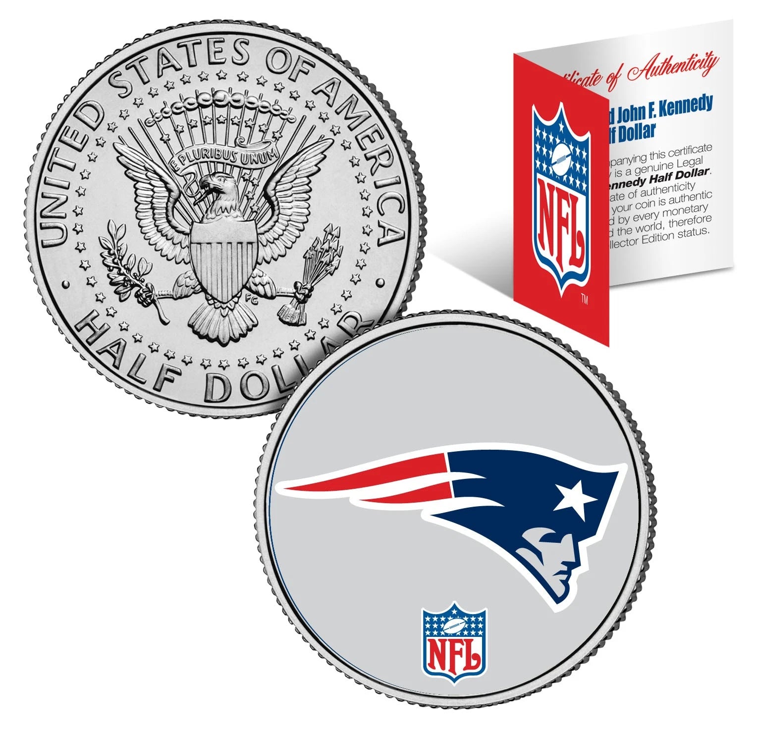 NEW ENGLAND PATRIOTS NFL JFK Kennedy Half Dollar US Coin *Officially Licensed*