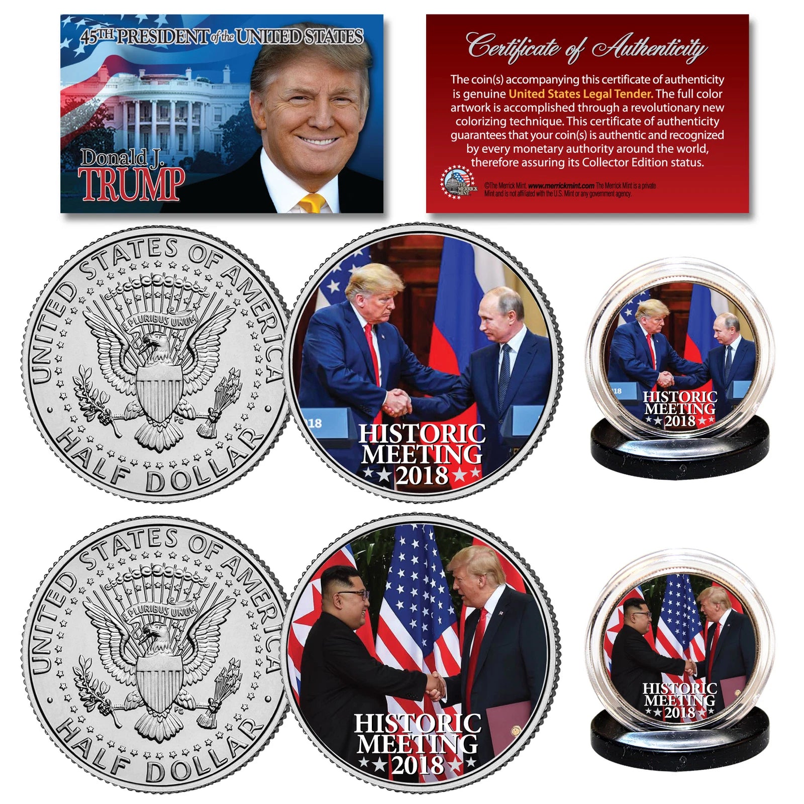 DONALD TRUMP Historic Meetings of 2018 JFK Kennedy 2-Coin Set * MUST SEE *