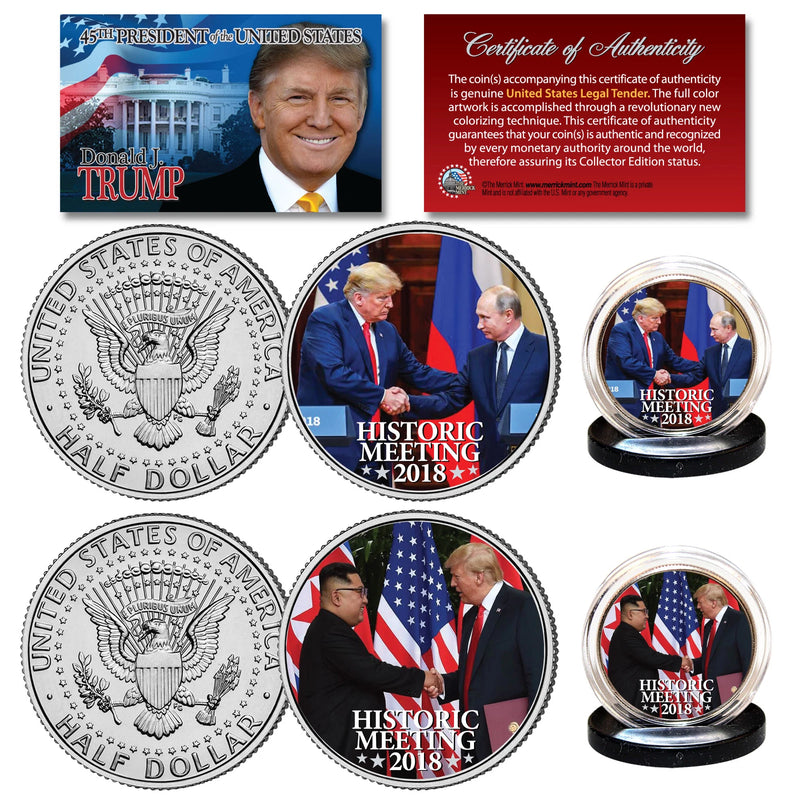 DONALD TRUMP Historic Meetings of 2018 JFK Kennedy 2-Coin Set * MUST SEE *-1