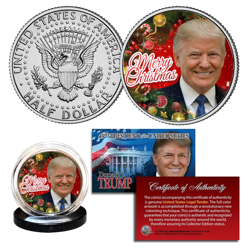 DONALD TRUMP Genuine XMAS Merry Christmas JFK Kennedy Half Dollar U.S. Coin-1