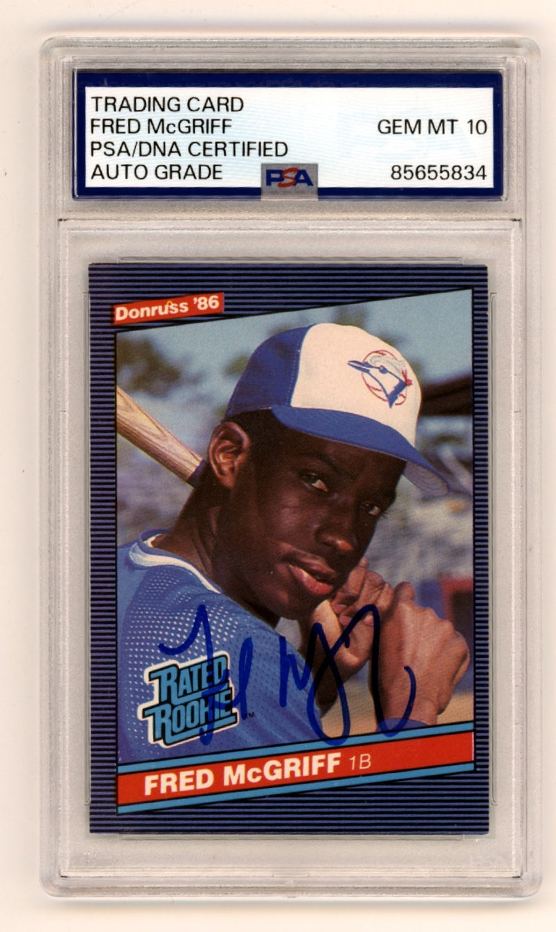 Fred McGriff 1986 Donruss #28 Signed Rookie RC PSA 10 Auto Blue Jays Braves HOF-1