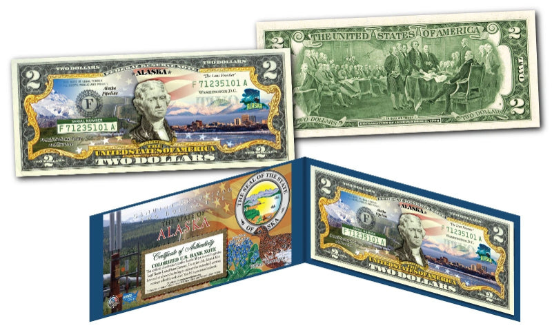 ALASKA - OFFICIAL Genuine Legal Tender US $2 Bill Honoring America's 50 States-2