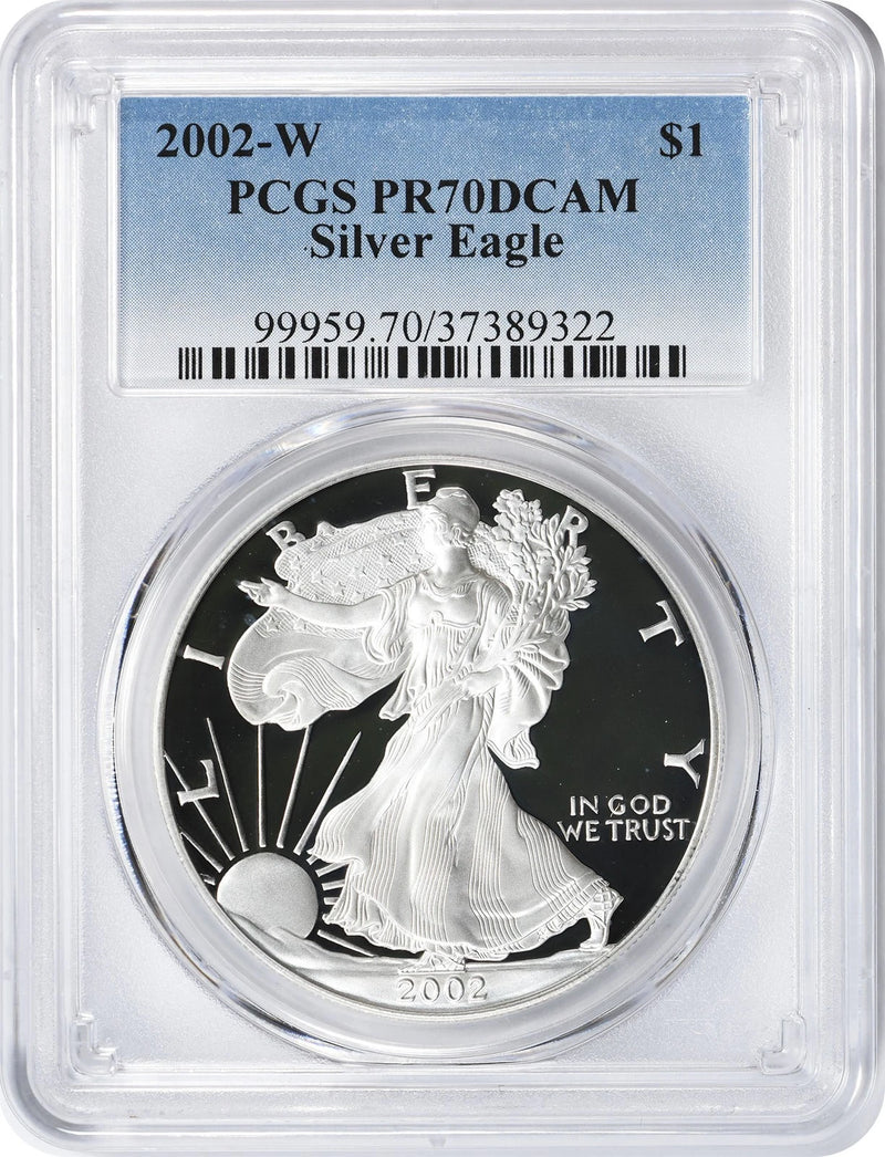 2002-W American Silver Eagle Dollar PR70DCAM PCGS Proof 70 Deep Cameo-1