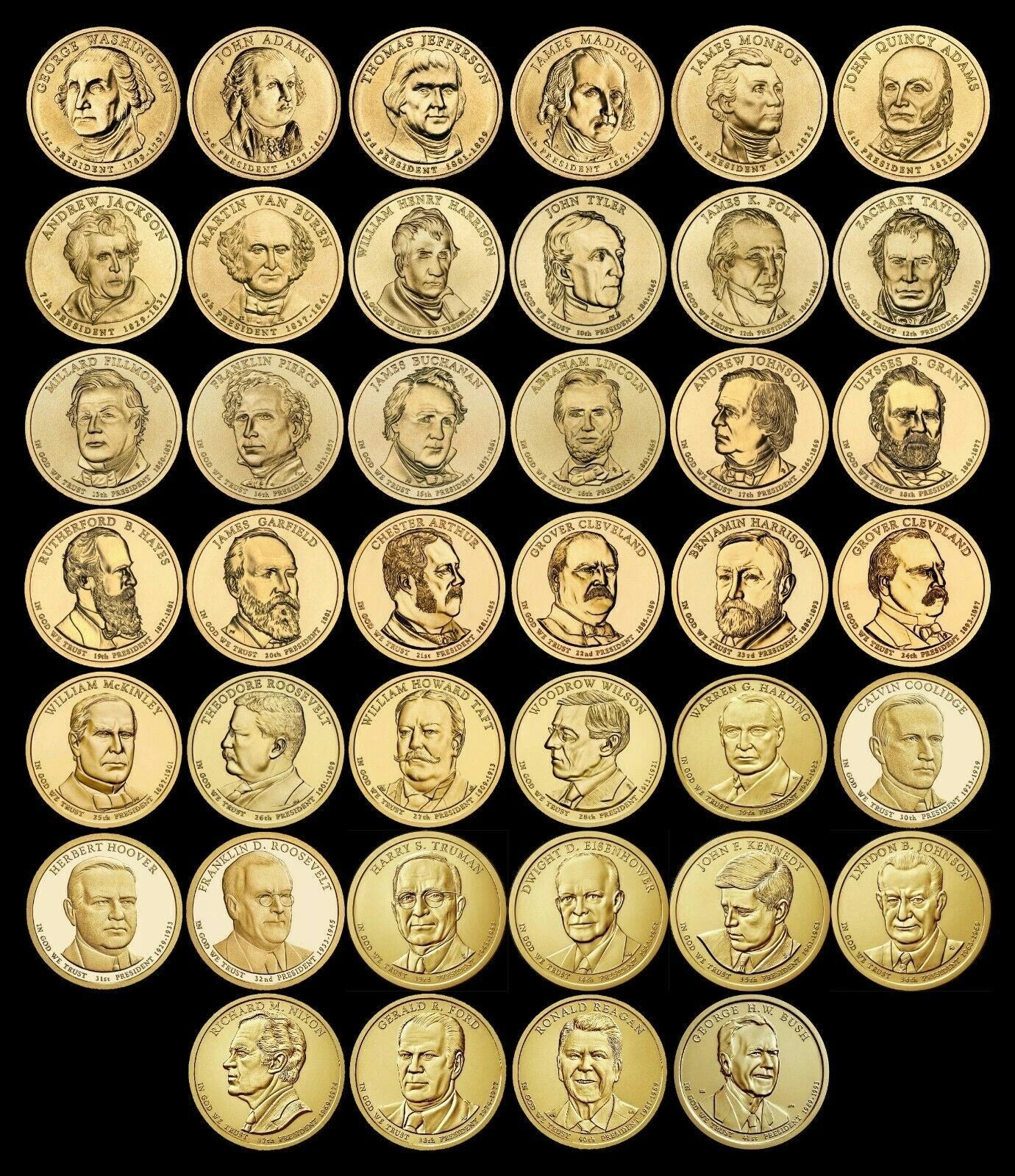COMPLETE Presidential Dollar Set BU - Individual Capsules 40 Coin Total US Mint!-3