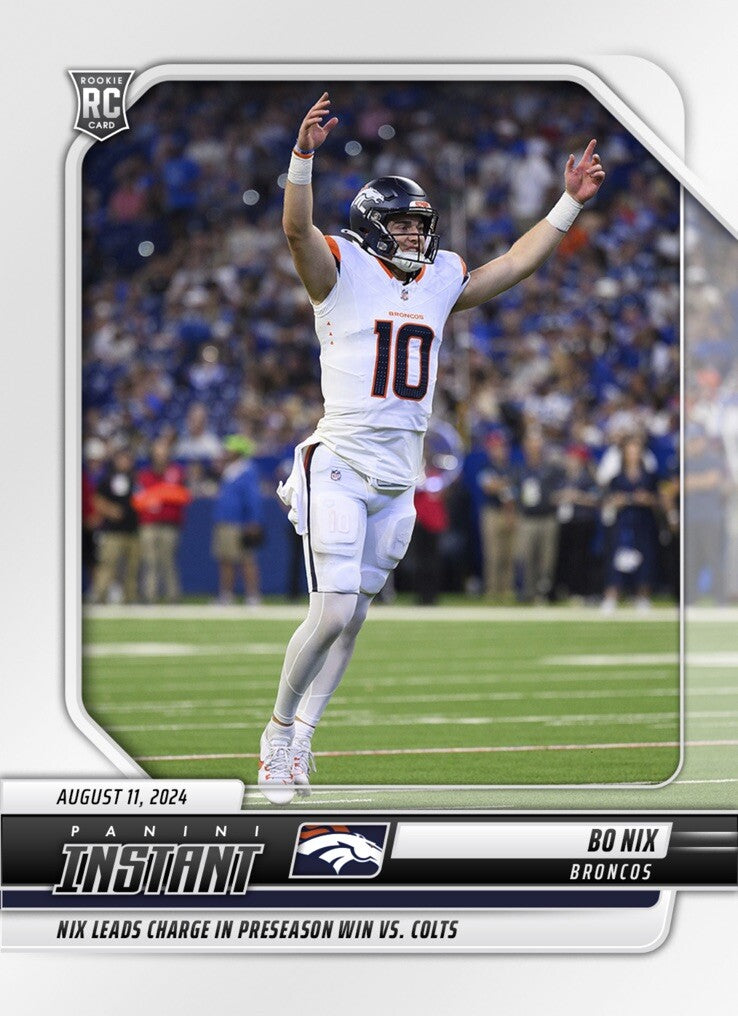 Graded 10 Bo Nix #11 RC Rookie Card 2024 Panini Instant Denver Broncos-2