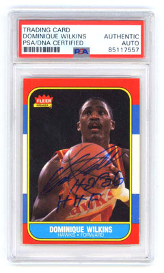 Dominique Wilkins 1986-87 Fleer #121 Rookie RC 2 Insc Signed Auto PSA Authentic-1