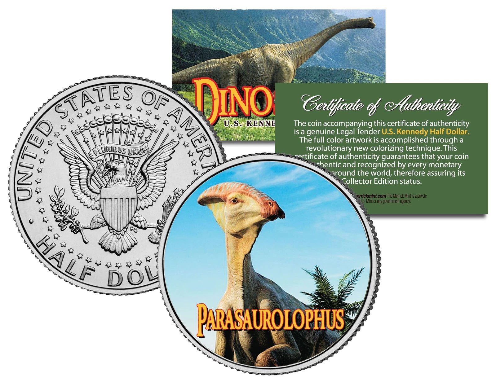 PARASAUROLOPHUS *Collectible Dinosaur* JFK Kennedy Half Dollar US Colorized Coin
