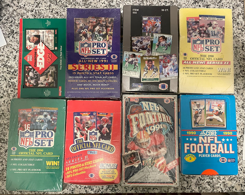 Vintage NFL Football Cards Lot 74+ Cards – 6 Factory Sealed Unopened Packs, Old School Football Card Bundle-2