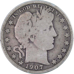 1907 D Barber Half Dollar Circulated Silver 50c Coin Collectible-1