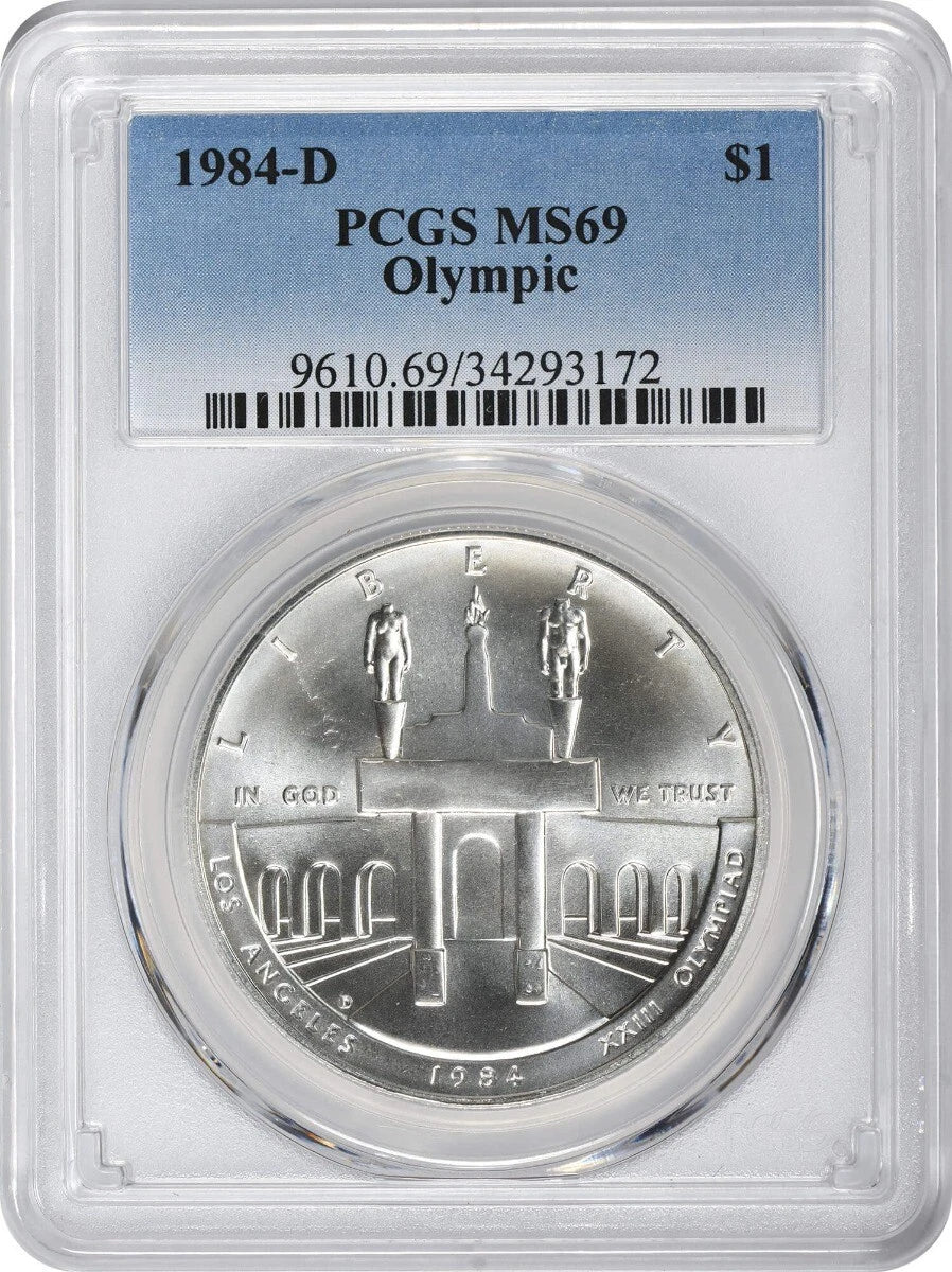1984-D Olympic Silver Commemorative Dollar MS69 PCGS Mint State 69-1