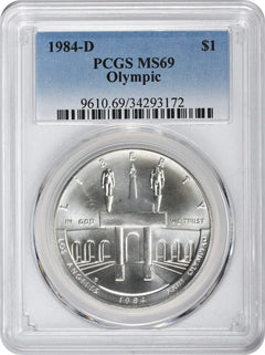 1984-D Olympic Silver Commemorative Dollar MS69 PCGS Mint State 69-1