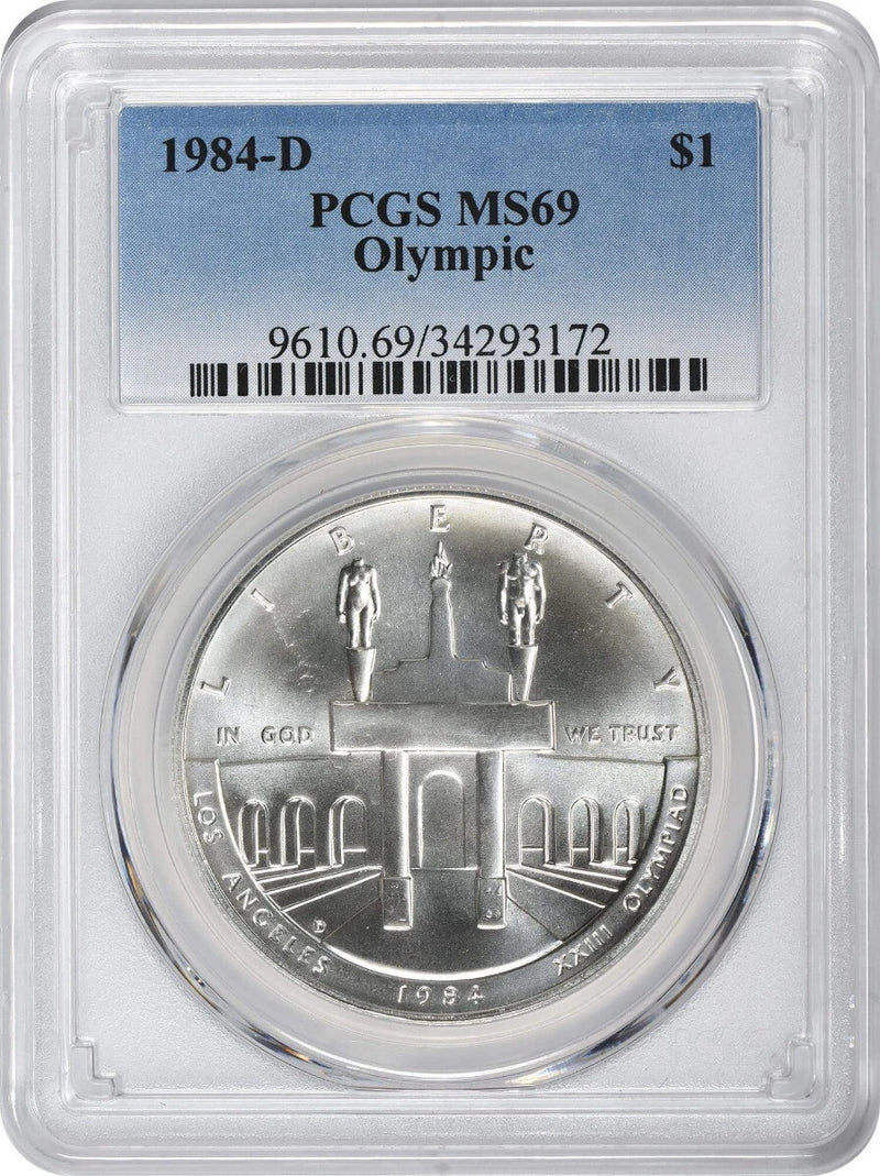 1984-D Olympic Silver Commemorative Dollar MS69 PCGS Mint State 69-1