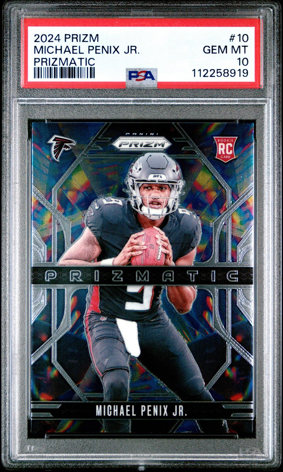 Graded 2024 Panini Prizm Michael Penix Jr #10 Prizmatic RC Football Card PSA 10-1