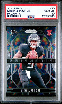 Graded 2024 Panini Prizm Michael Penix Jr #10 Prizmatic RC Football Card PSA 10-1