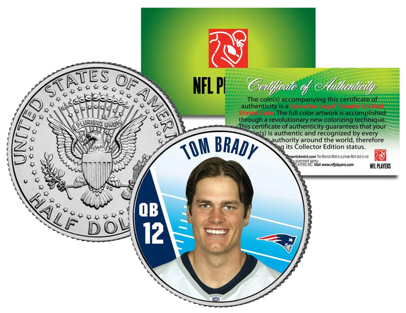 TOM BRADY Colorized JFK Half Dollar US Coin NFL New England Patriots *LICENSED*-1