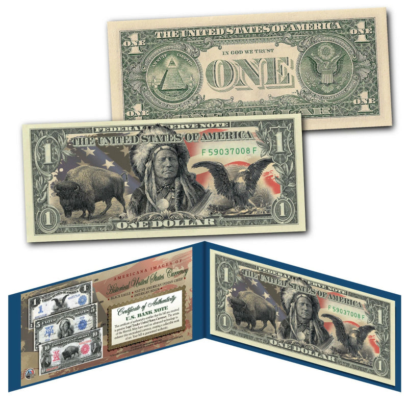 Americana Images of Historical U.S. Currency Genuine Legal Tender $1 Bill EAGLE-2