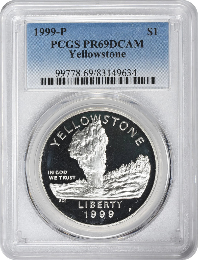 1999-P Yellowstone Silver Commemorative Dollar PR69DCAM PCGS Proof 69 Deep Cameo-1