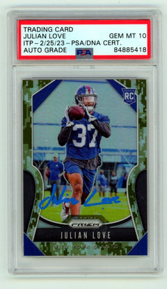 Julian Love 2019 Panini Prizm 320 Camo Prizm Full Name Signed Auto RC /25 PSA 10-1