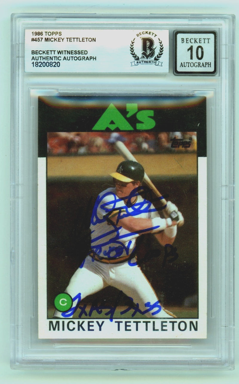 Mickey Tettleton 1986 Topps 457 Signed RC w/ 3 Inscriptions Beckett BGS 10 Auto-1