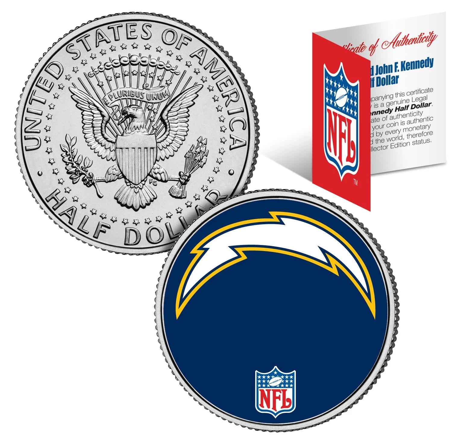 SAN DIEGO CHARGERS NFL JFK Kennedy Half Dollar US Coin *Officially Licensed*