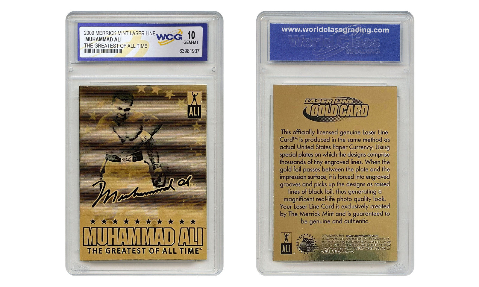 MUHAMMAD ALI 2009 Laser Line Gold Card Limited Signature Series - GEM MINT 10