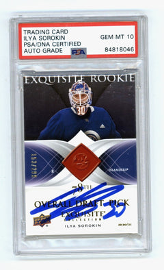 Ilya Sorokin 2020-21 Upper Deck Exquisite Rookie RC #153/299 Signed PSA 10 Auto-1