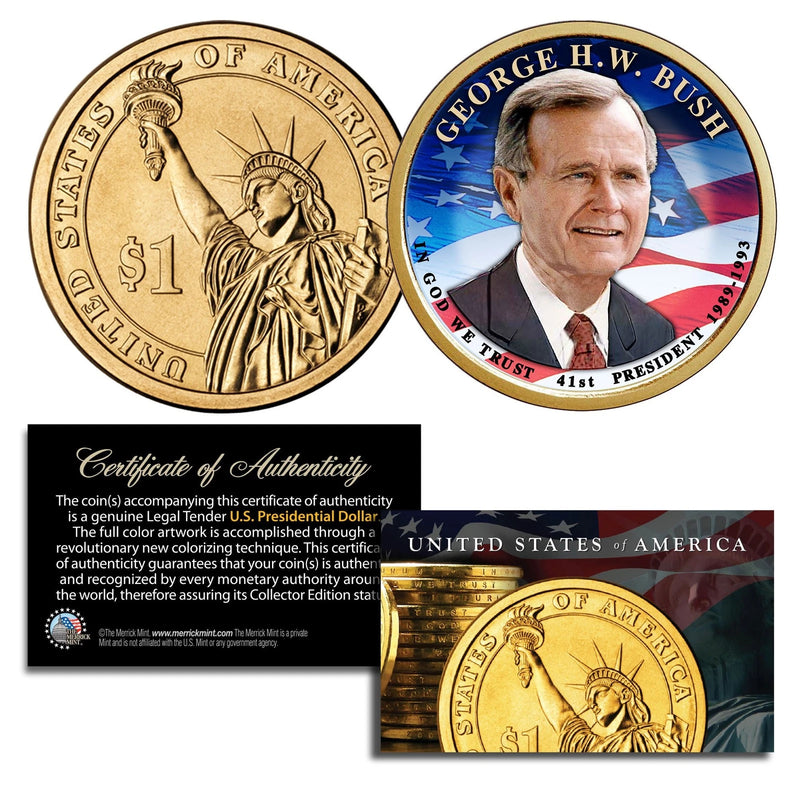 GEORGE H. W. BUSH 41st Pres Colorized 2020 Presidential $1 Dollar U.S. Coin-1