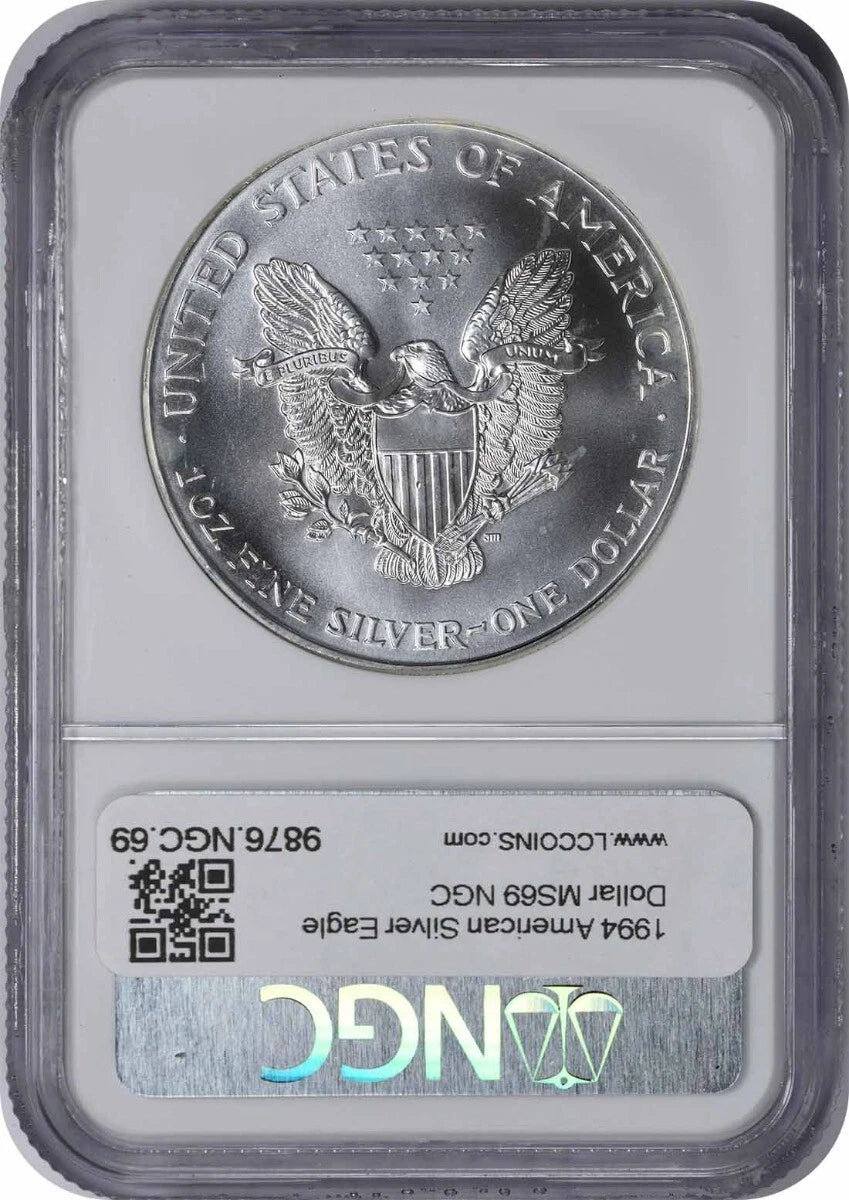 1994 American Silver Eagle Dollar MS69 NGC Mint State 69
