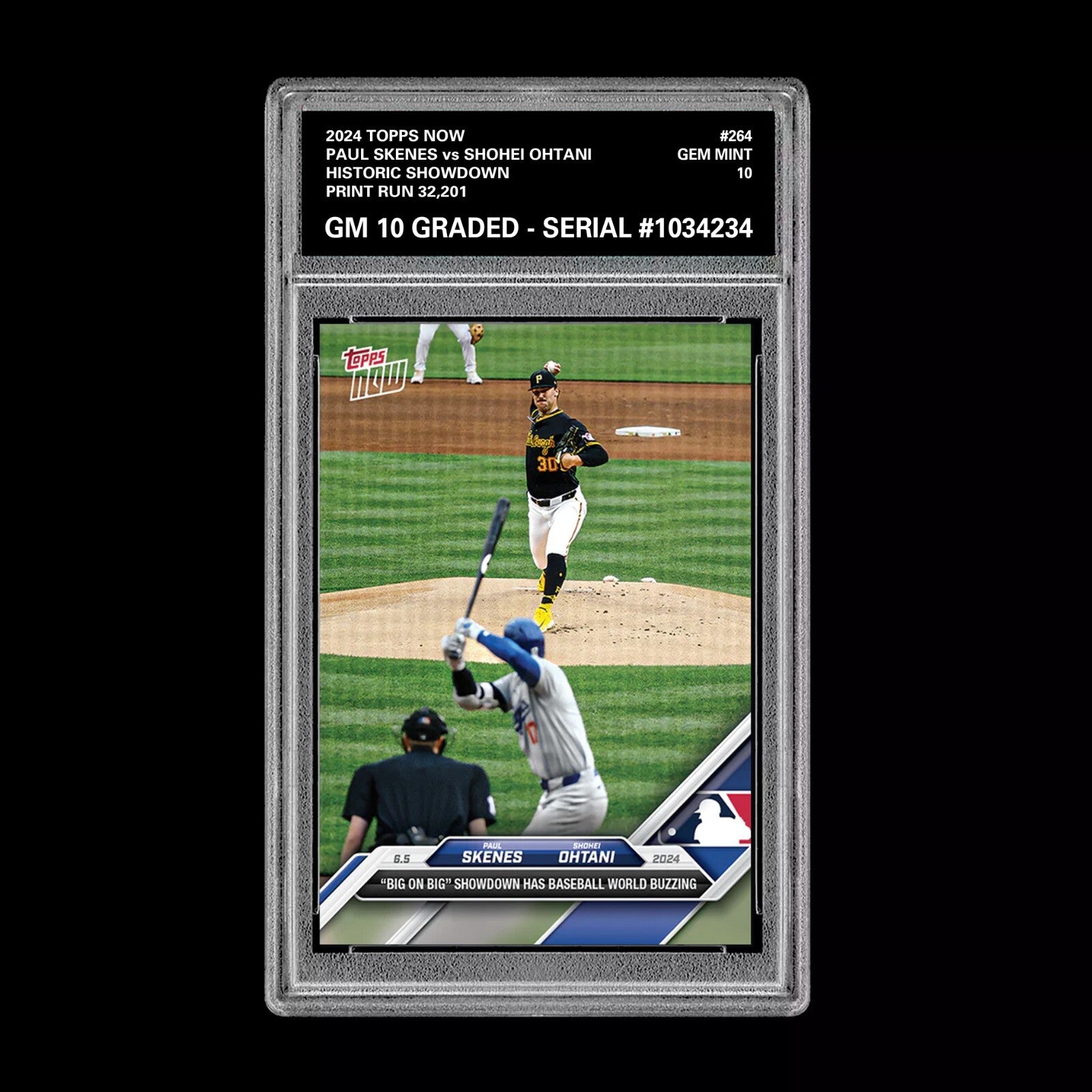 Graded 10 Paul Skenes vs Shohei Ohtani #264 2024 Topps Now RC Historic Showdown
