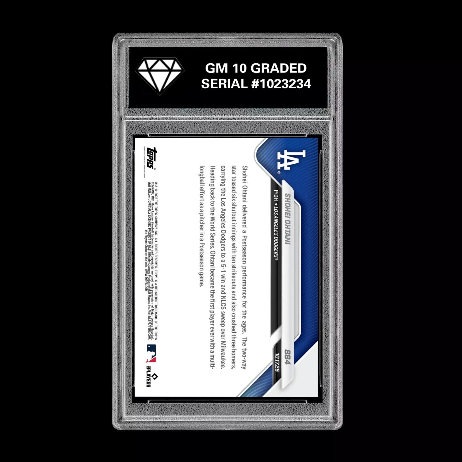 Graded 10 2025 Topps Now Shohei Ohtani 3 HR Game for the Ages 10/17 #884