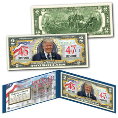 DONALD TRUMP 47th PRESIDENT with Seal 45 / 47 Authentic Legal Tender US $2 Bill-1