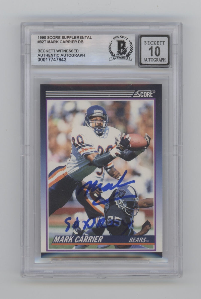 Mark Carrier 1990 Score Supplemental 82T RC Signed w 90 DROY Beckett BGS 10 Auto-1