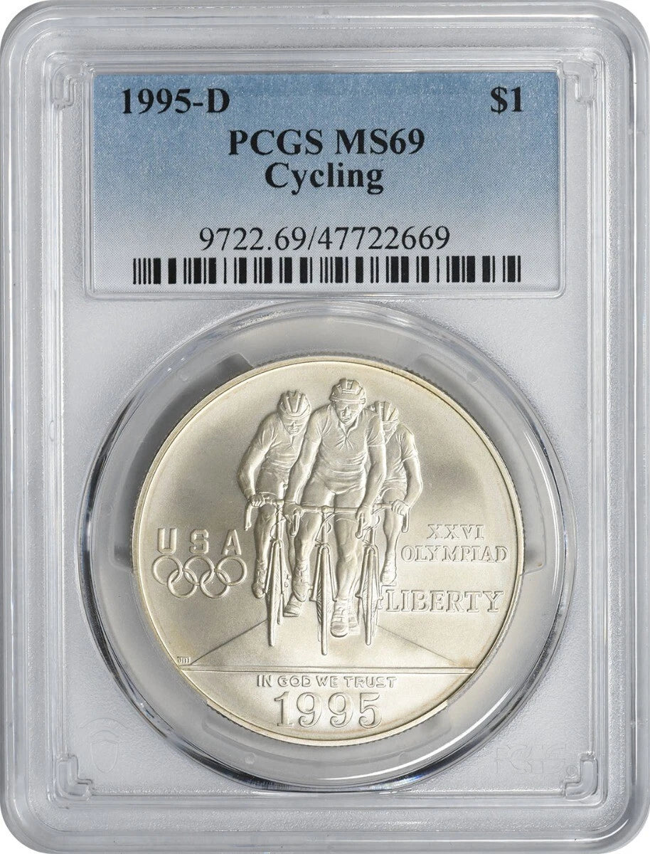 1995-D Cycling Commemorative Silver Dollar MS69 PCGS-1
