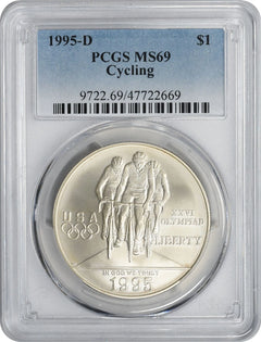 1995-D Cycling Commemorative Silver Dollar MS69 PCGS-1
