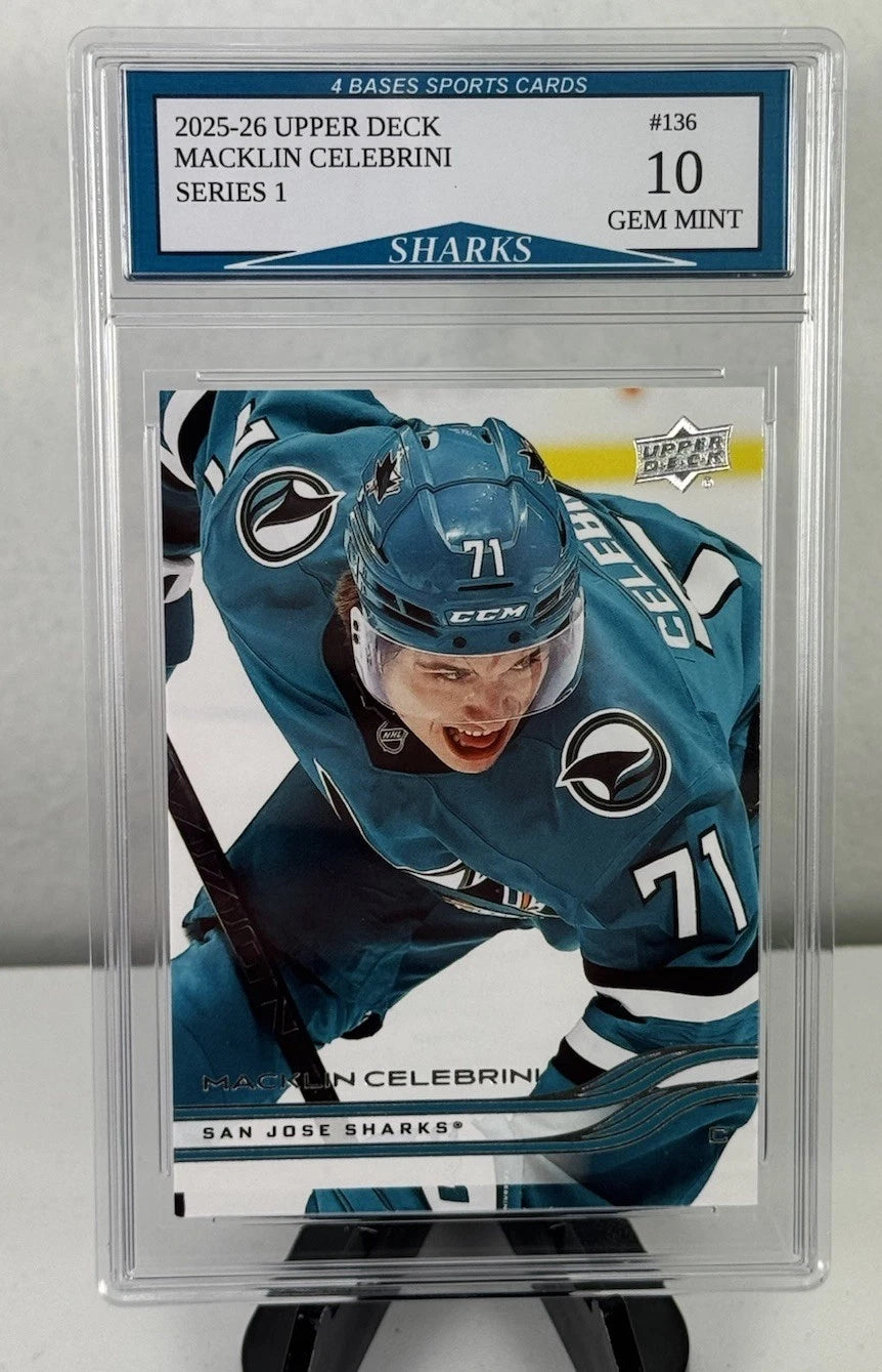 2025-26 Upper Deck Macklin Celebrini San Jose Sharks Serie 1 #136 ¡Gem Mint 10!-1