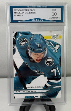2025-26 Upper Deck Macklin Celebrini San Jose Sharks Serie 1 #136 ¡Gem Mint 10!-1